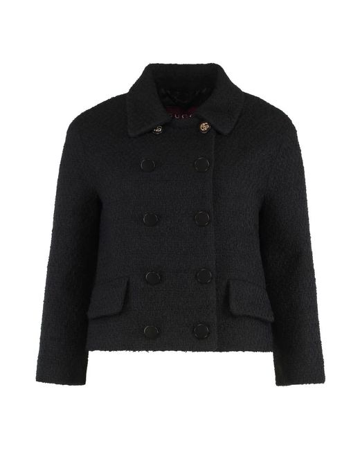 Gucci Wollen Blend Blazer Met Zakken in het Black