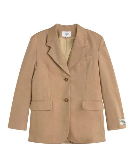 Maison Kitsuné Jassen ,Wol Sandlewood Wool Blend Jacket in het Natural