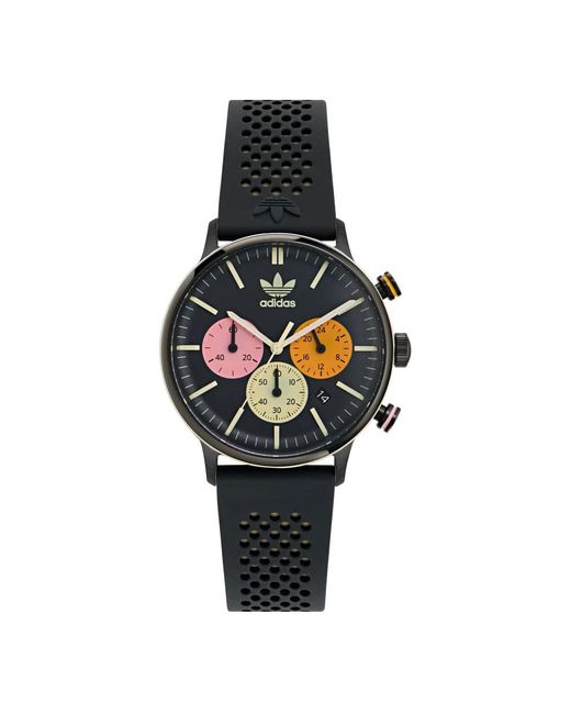Adidas Metallic Chrono code one uhr schwarz silikon