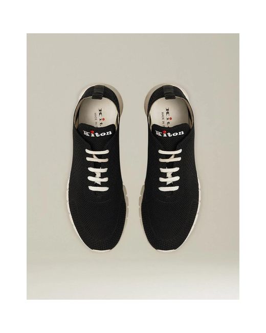 Kiton Black Moderne mesh fit sneakers