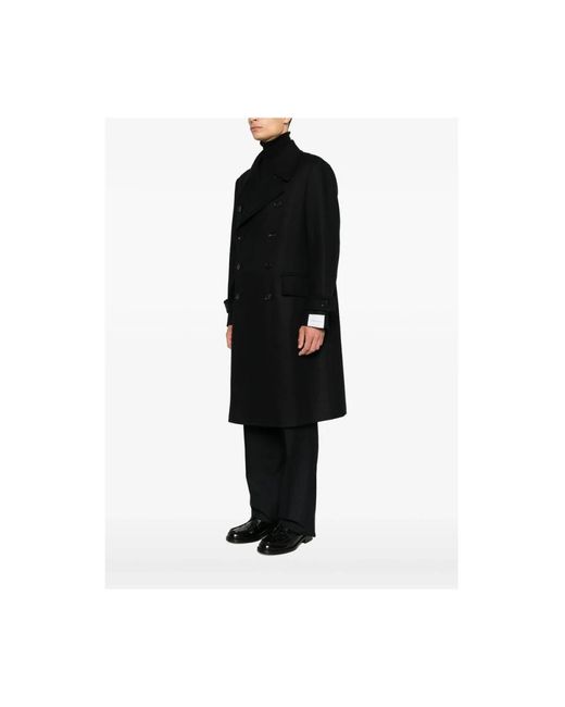 Caruso Black Double-Breasted Coats for men