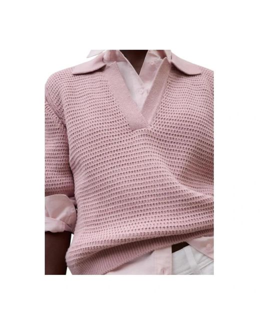 Ecoalf Pink V-Neck Knitwear