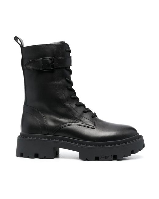 Ash Black Lace-Up Boots