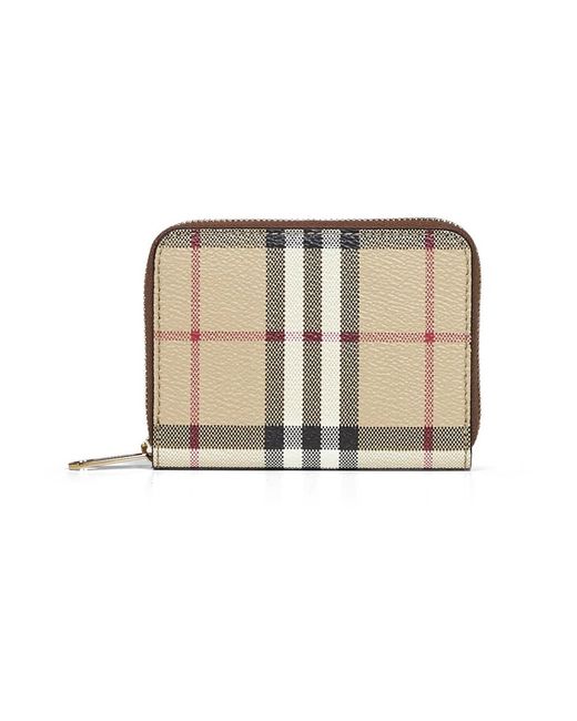 Burberry Natural Kleine Check Reißverschluss-Geldbörse