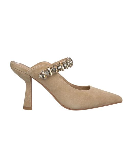 Alma En Pena. Metallic Stilvolle slingback schuh mit verzierter riemen