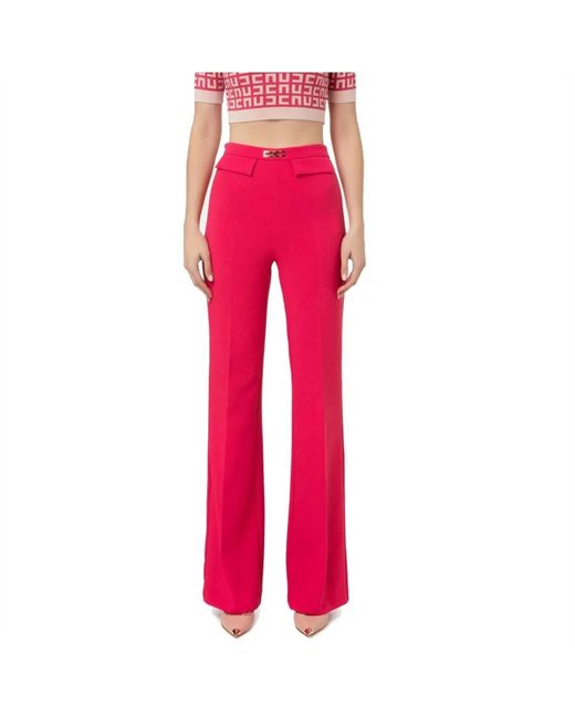 Elisabetta Franchi Red Wide Trousers