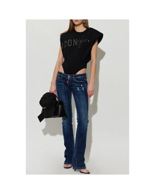 DSquared² Shoulder Pad Bodysuit in het Black
