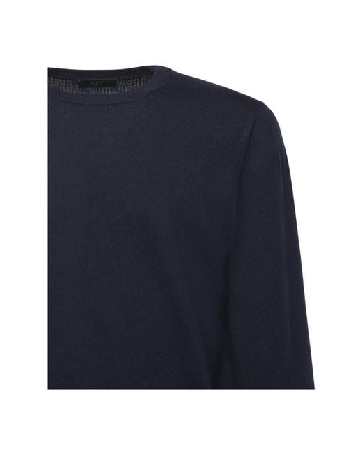 Fay Blue Round-Neck Knitwear for men