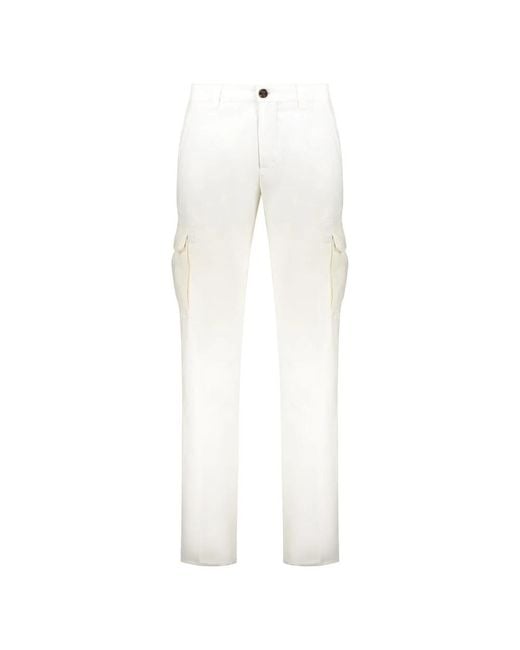 Moorer White Straight Trousers for men