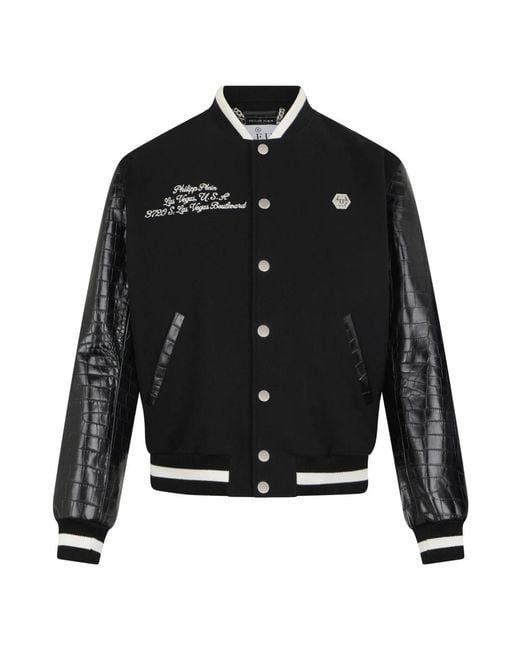 Philipp Plein Black Bomber Jackets for men