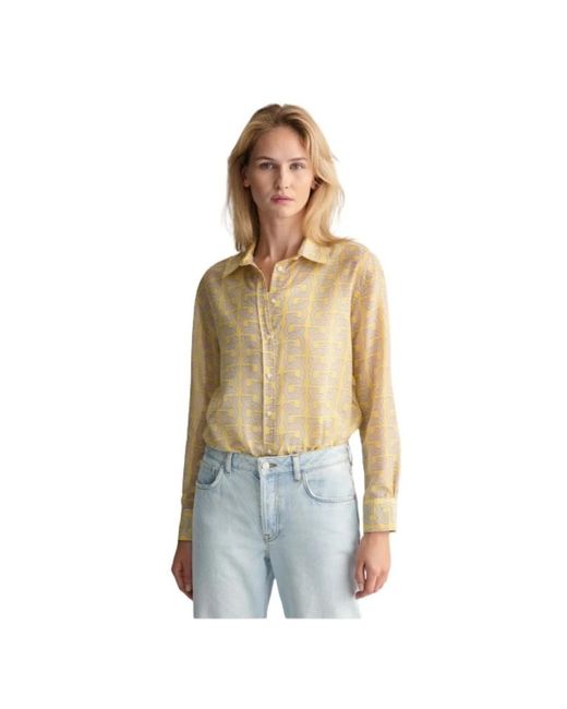 Gant Overhemden ,Veelkleurig ,Katoen Shirt Met Print in het Multicolor