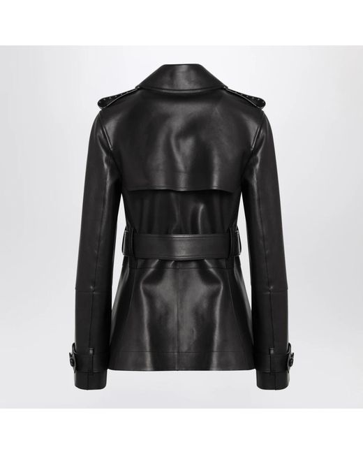 Burberry Black Mini Short Leather Jacket With Studs
