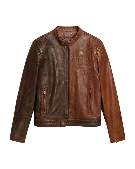 Golden Goose Deluxe Brand Brown Leather Jackets for men