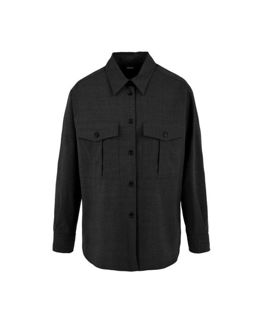 Aspesi Overhemden ,Grijs ,Katoen Damesblouse in het Black