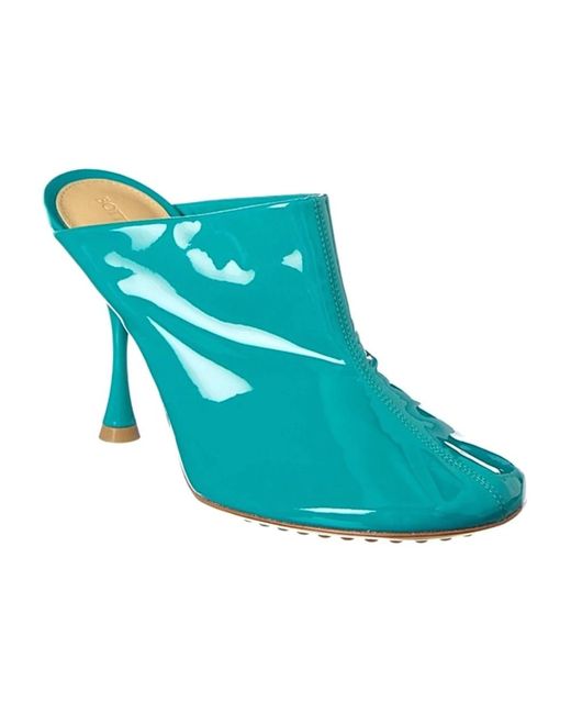 Bottega Veneta Blue Heeled Mules