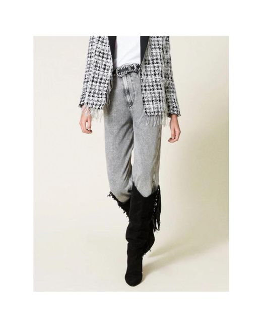 Twinset Gray Loose Fit Jeans