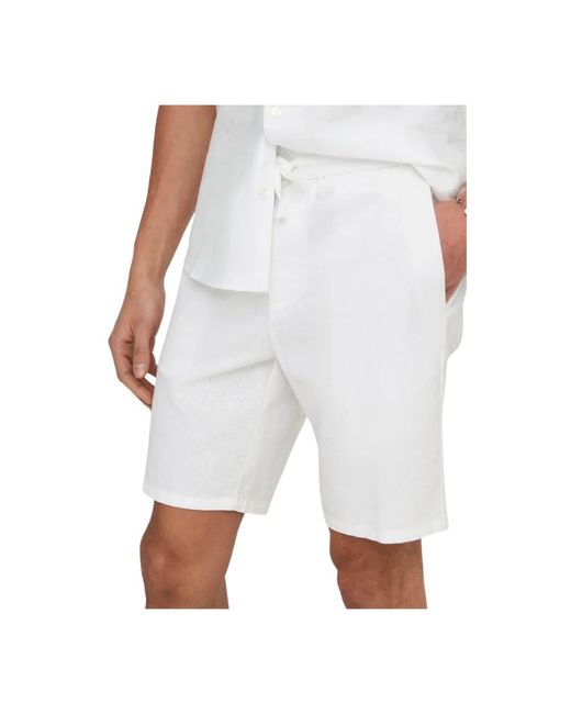 Only & Sons Leinen bermuda shorts für männer in White für Herren