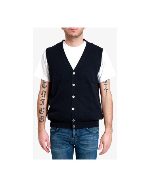 FILIPPO DE LAURENTIIS Blue Sleeveless Jumpers for men
