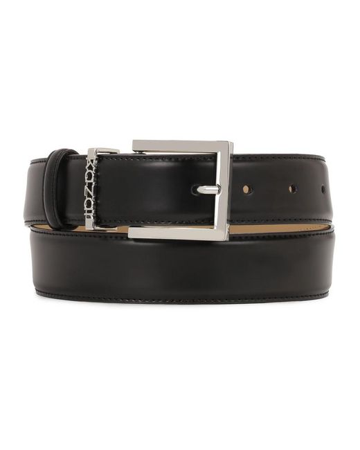 Kazar Accessoires ,Zwart ,Leer Zwarte Riem Met Metalen Lus Met Logo in het Black