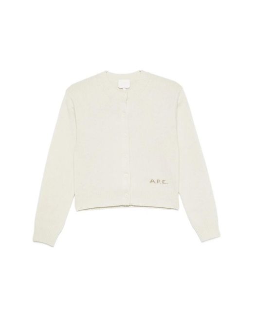 A.P.C. Fijngebreide Cardigan in het White