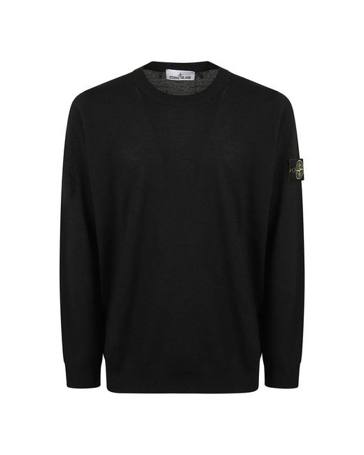 Stone Island Black Round-Neck Knitwear for men