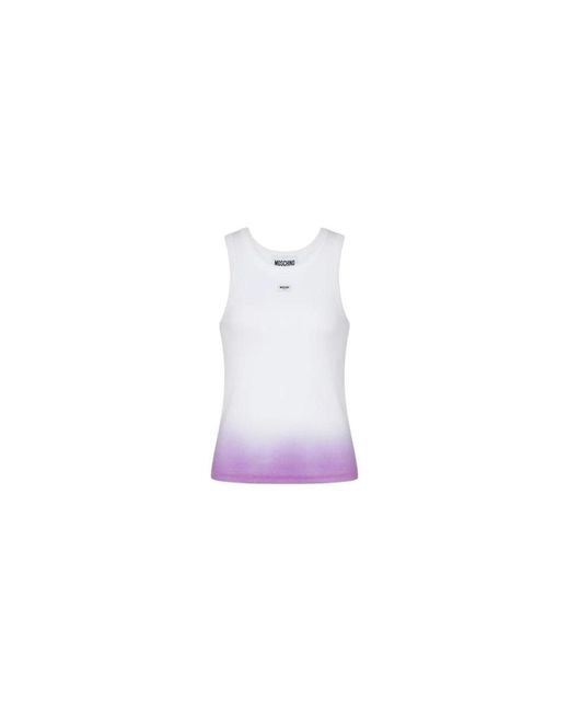 Moschino Geribbelde Top Met Logopatch in het White voor heren
