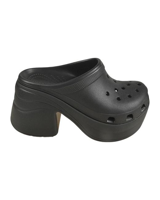 CROCSTM Black Siren Clog Rubber Mules With Heel