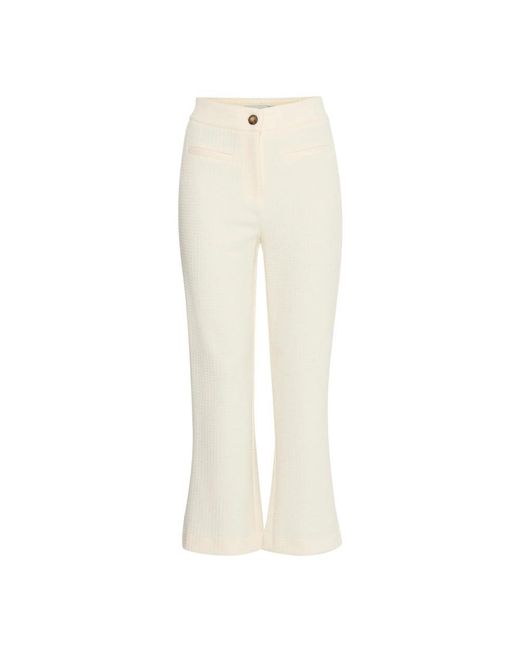 Ichi Broeken ,Wit ,Cropped Flare Broek Birch in het White
