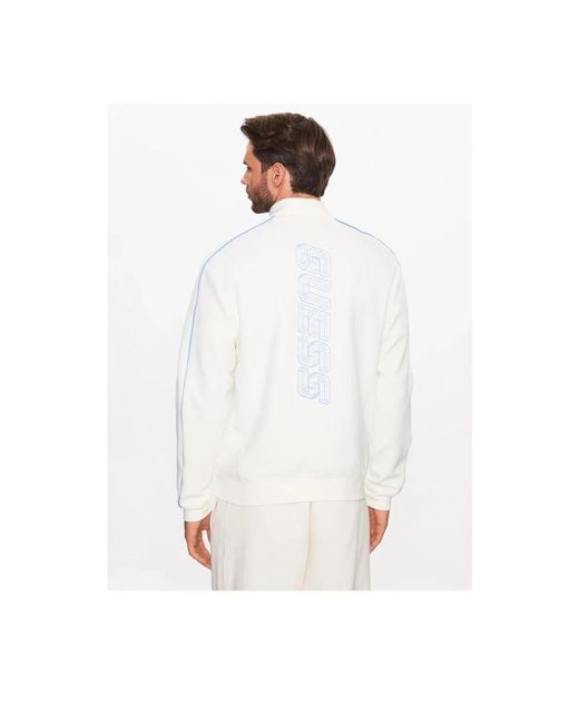 Guess Sweatshirt mit reißverschluss und logo am rücken - weiß in White für Herren