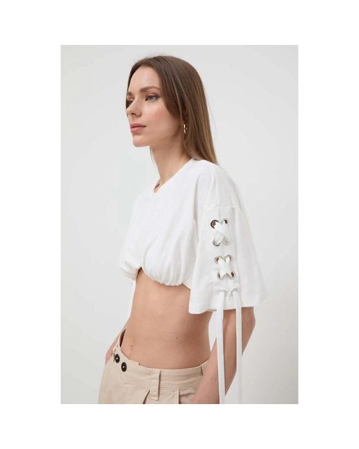 Pinko Top Cropped Fit in het White
