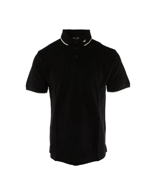 Armani Tops ,Zwart ,Katoen Zwart Katoenen Polo Shirt Necklogo in het Black voor heren