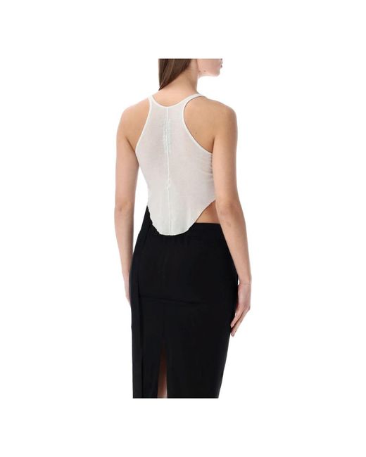 Rick Owens Tops ,Wit ,Katoen Basic Cropped Tank in het Black