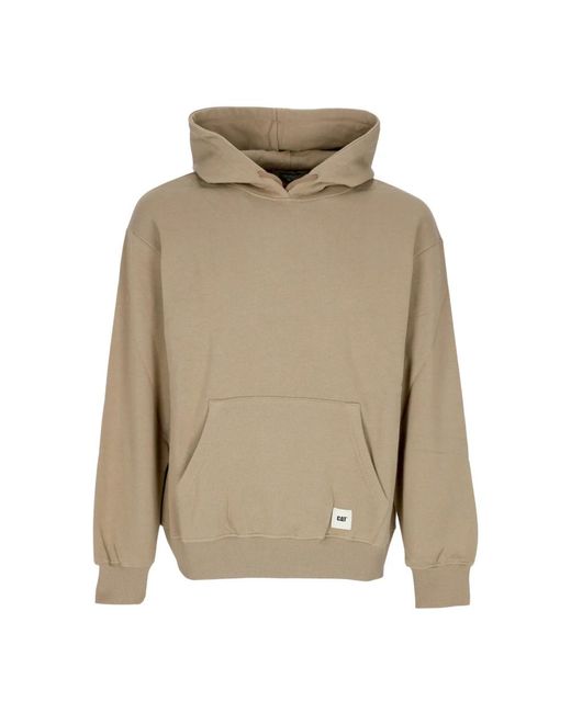 Caterpillar Hoodies & Sweatvesten ,Bruin ,Katoen Label Logo Hoodie Lemon Pepper in het Natural voor heren