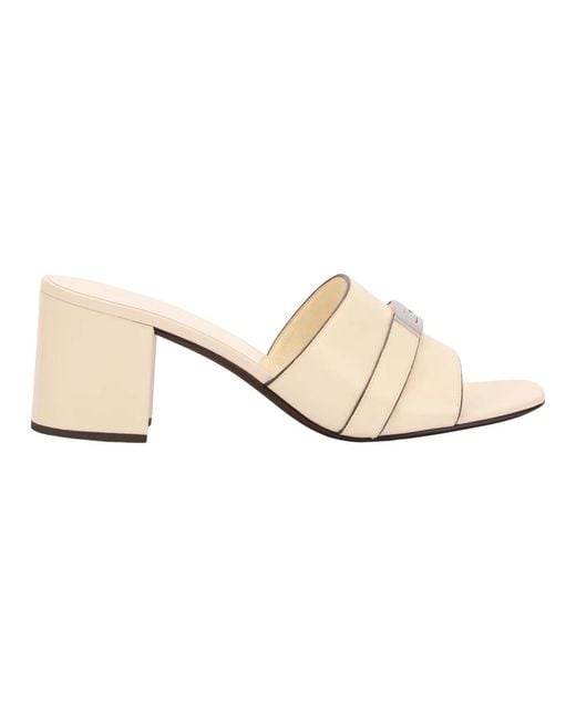 Tory Burch White Heeled Mules
