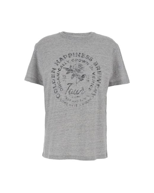 T-shirt grigia con scollo a girocollo e cuciture tono su tono di Golden Goose Deluxe Brand in Gray