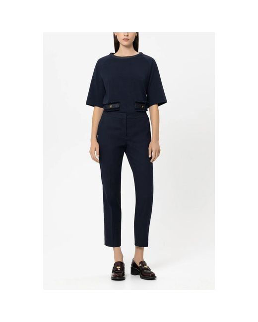 Luisa Cerano Blue Slim-Fit Trousers