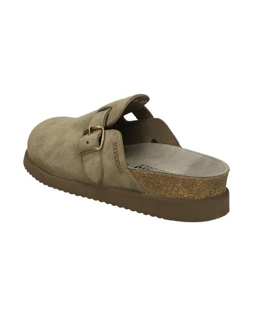 Mephisto Schoenen ,Grijs ,Suède Suède Platte Sandalen Met Gespsluiting in het Green