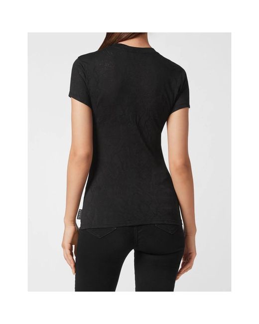 Philipp Plein T-Shirt Ronde Hals Gothic Plein in het Black