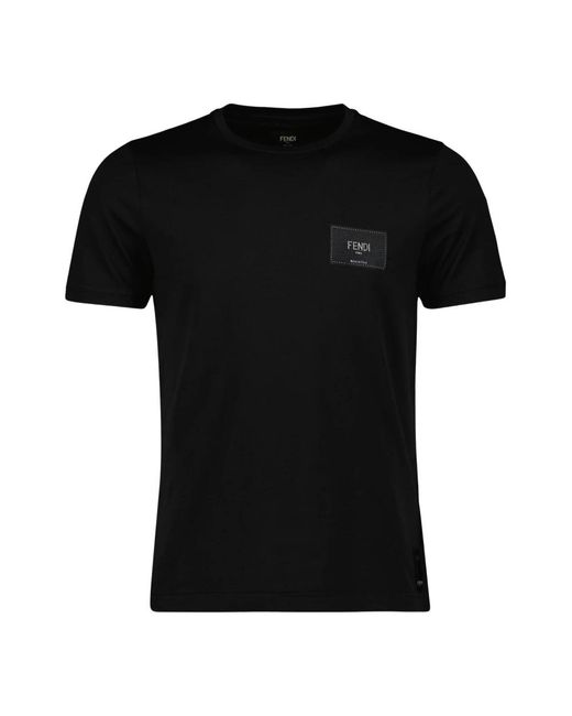 Fendi Tops ,Zwart ,Katoen Roma Collection Zwart Katoenen T-Shirt in het Black voor heren