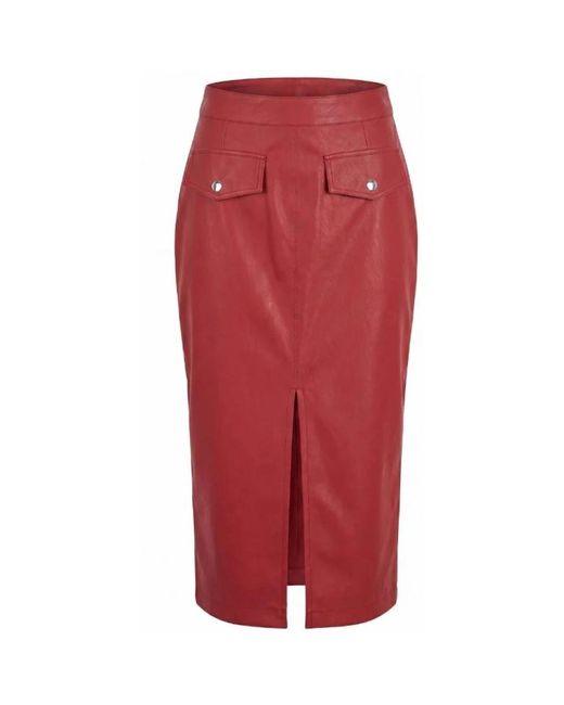 Pinko Red Leather Skirts