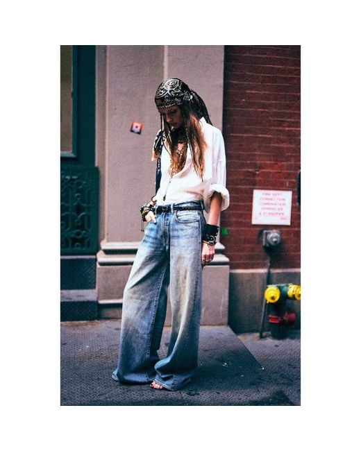 R13 Blue Wide Jeans