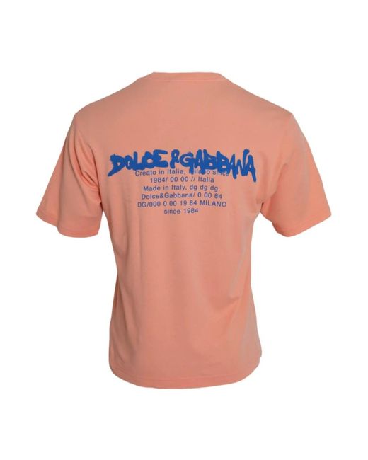 Dolce & Gabbana Korall logo print t-shirt in Pink für Herren