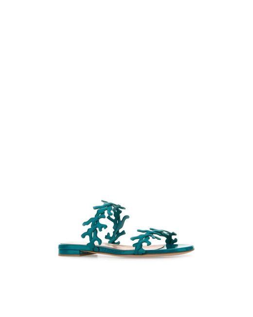Gianvito Rossi Blue Sliders