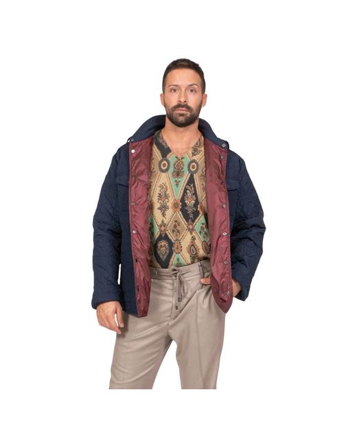 Etro Jassen ,Blauw ,Polyester Quilted Overshirt in het Blue voor heren