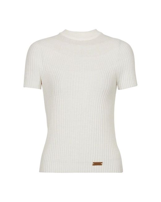 Balmain White Geripptes strickoberteil