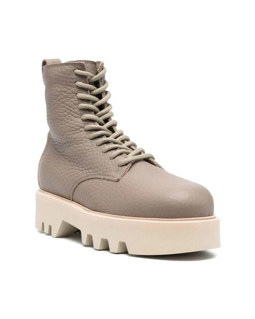 Furla Gray Lace-Up Boots