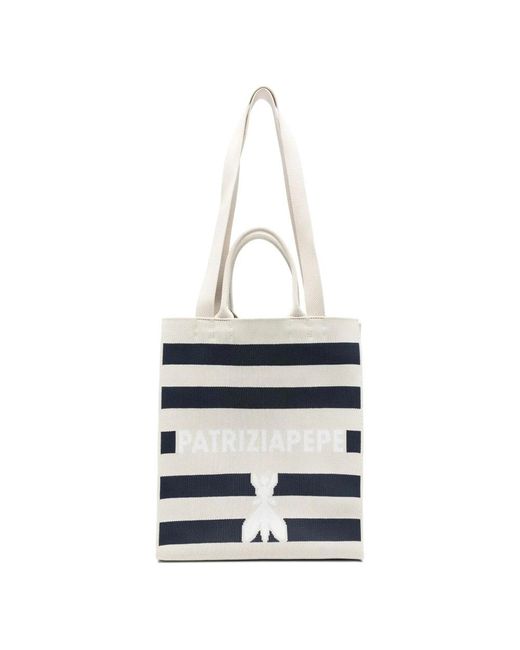 Patrizia Pepe White Vertical Shopper Bag