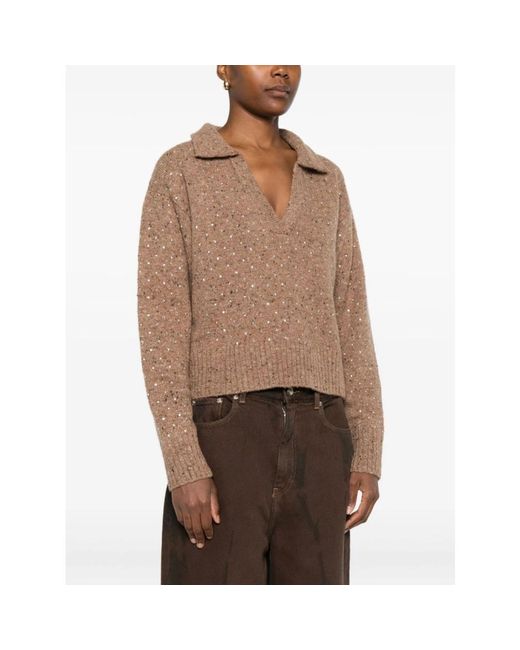 V-Neck Knitwear Pinko en coloris Brown