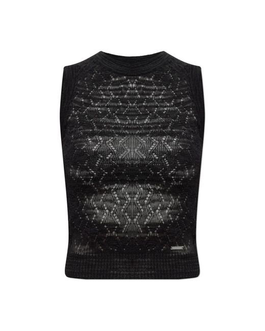 DSquared² Tops ,Zwart ,Leer Transparante Top in het Black