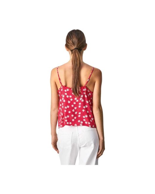 Pepe Jeans Red Sleeveless Tops